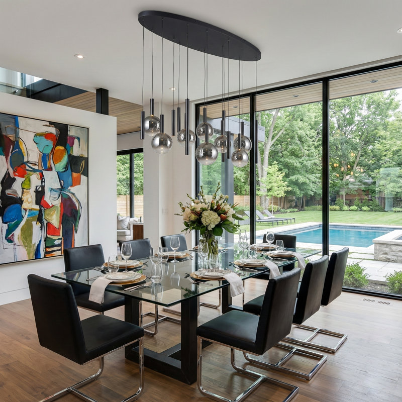 Modella Oval Linear Island Pendant - Black