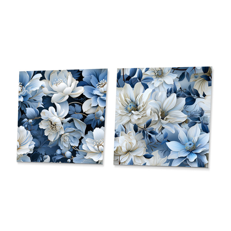 Fresnes - Ensemble de 2 reproductions d'art murales murales florales en métal, H 36 po x l 72 po