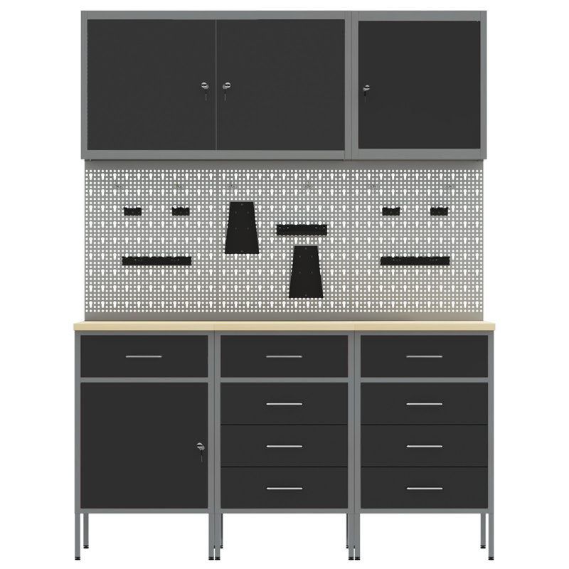 Work Cabinet with Drawer, Black