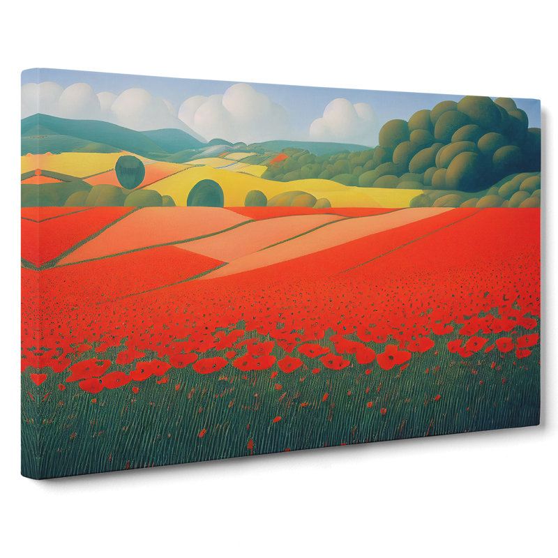 Awesome Poppy Field Flowers - Wrapped Canvas, 50cm H x 76cm W x 3cm D