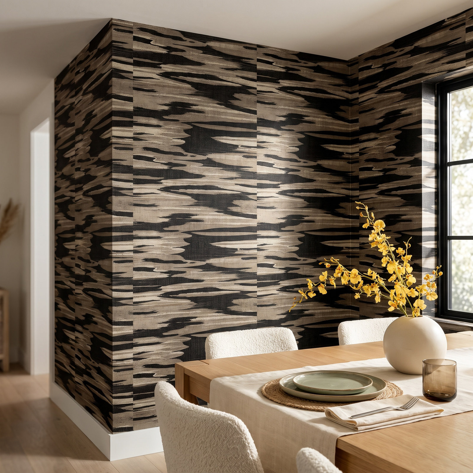 Surrey Striped Wallpaper, Black