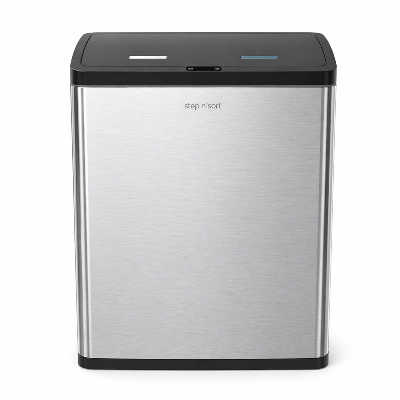 Step N' Sort 60L Touchless Dual Recycling Bin with Motion Sensor, 2 x 30L Removable Buckets
