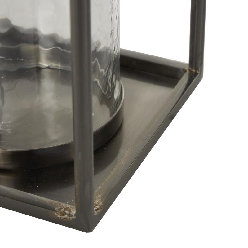 Cole And Grey Metal Open Frame Candle Lantern With Rectangle Handles, 20.2" H x 6" W x 5.95" D