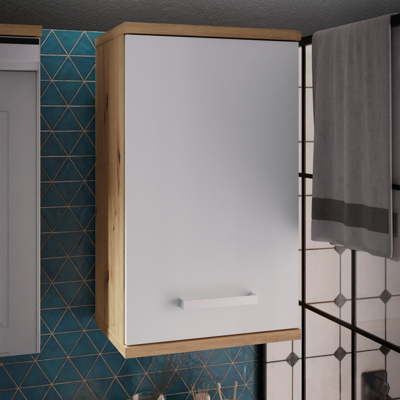 Catilin Plywood / Laminate Board Wall Mounted Required Bathroom Cabinet, Artisan Oak/Light Grey