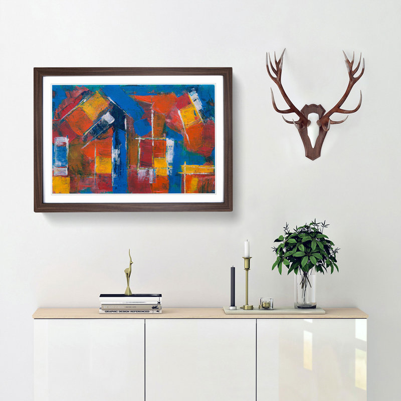 Abstract Art Painting Vol.465 by S.Johnson - Framed Print, 36cm H x 48cm W x 2cm D, Walnut Framed