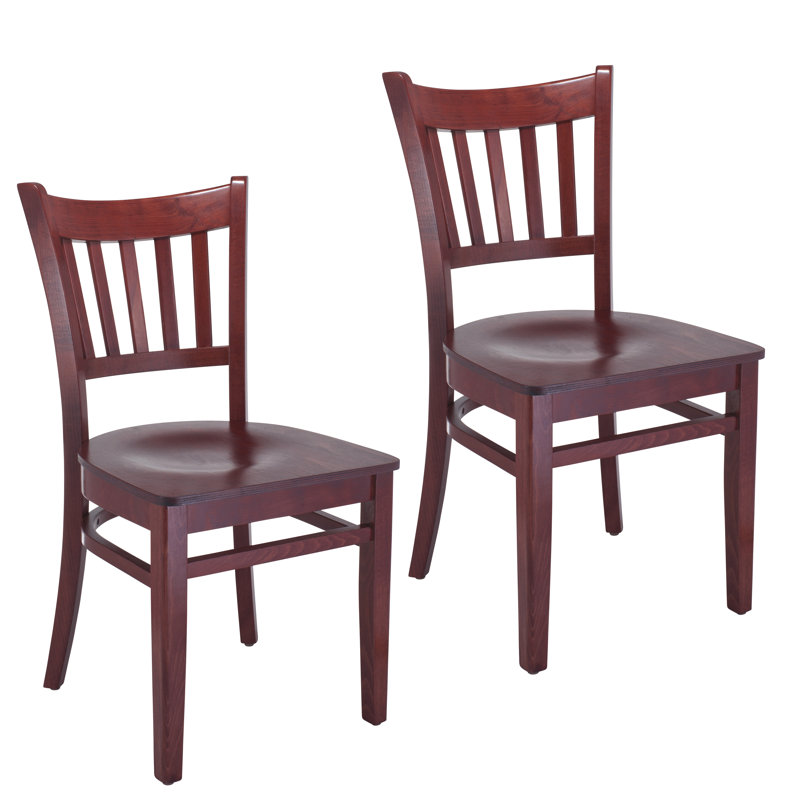 Chaise d'appoint en bois massif à lattes Stahr, Acajou
