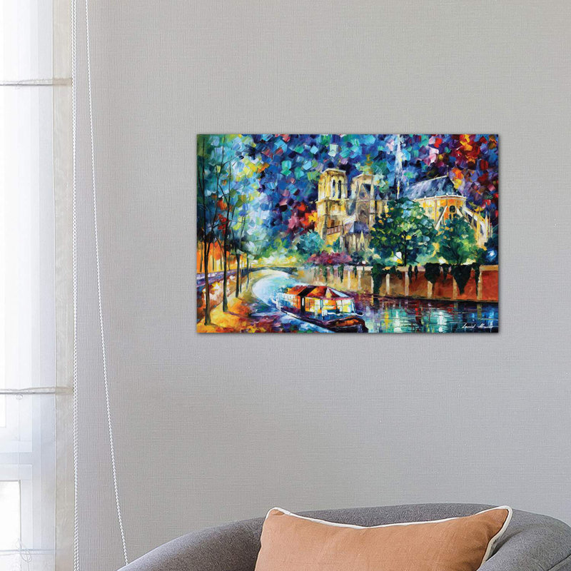 «River of Paris» par Leonid Afremov, reproduction d'art sur toile tendue, H 18 po x l 26 po x P 1,5 po, Toile tendue