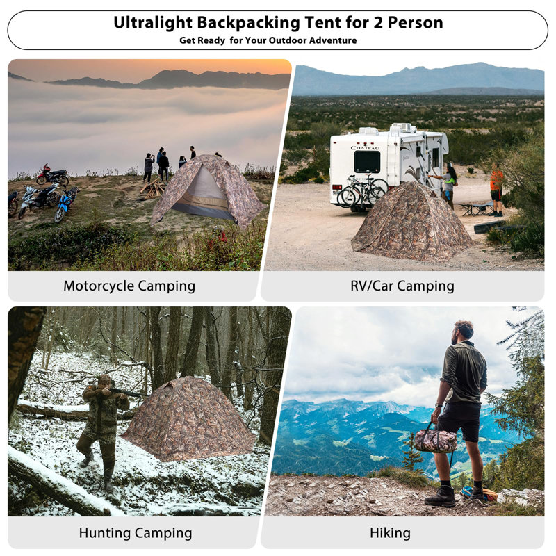 Ultralight Camouflage 2 Person Four Season Tent with Vestibule