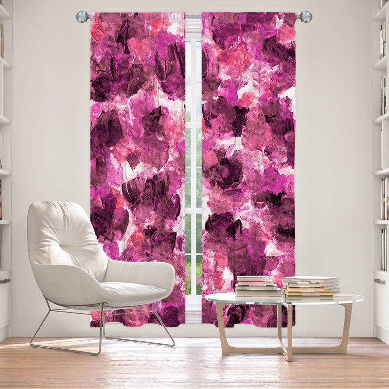 Rideau en polyester, L 20 po x L 52 po, Rose / noir / blanc