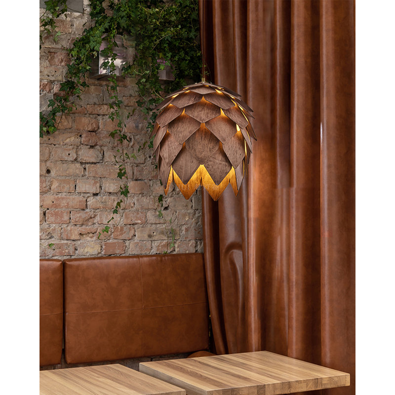 Luminaire suspendu en bois massif Wabi Sabi, H 10,63 po x l 9,84 po x P 9,84 po
