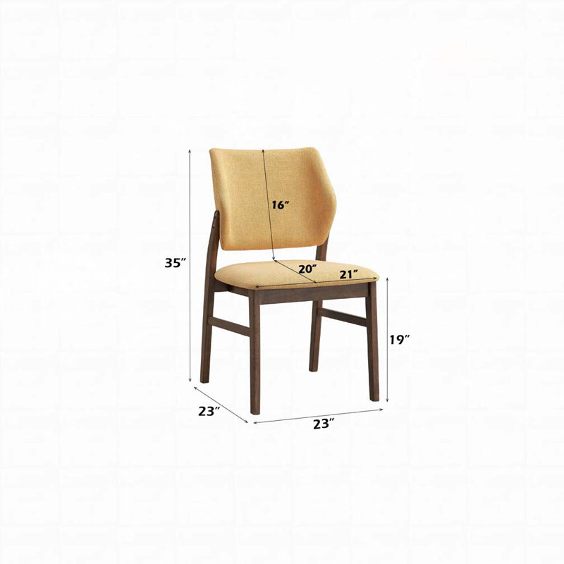 Chaises de salle à manger rembourrées avec cadre en bois, Jaune