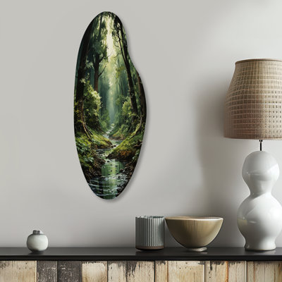 «River Into Enchanted Woods I» - Décoration murale irrégulière en forme de forêt