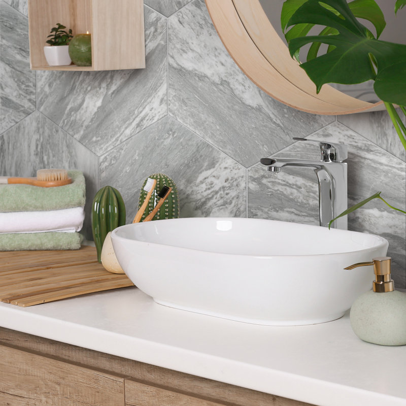 BioTech 11" x 13" Porcelain Marble Look Wall & Floor Tile