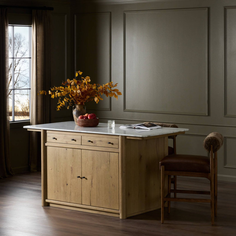 Fatima Kitchen Island-Aged Natural Oak