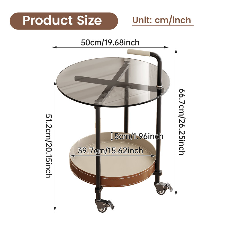 Glass Top Wheel End Table