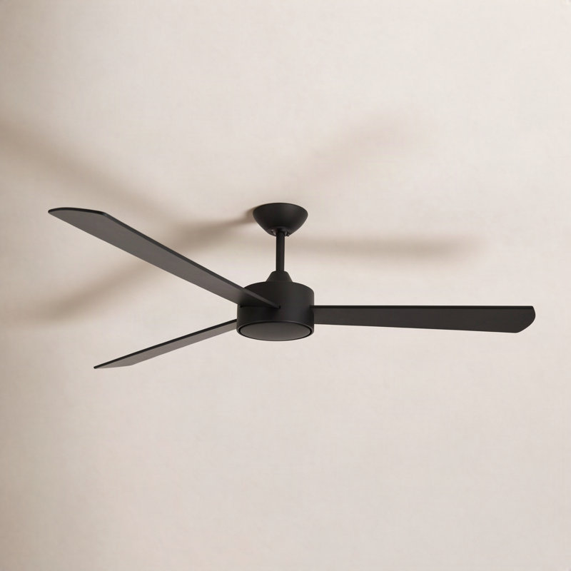 52" Tora 3 - Blade Standard Ceiling Fan with Remote Control, Black