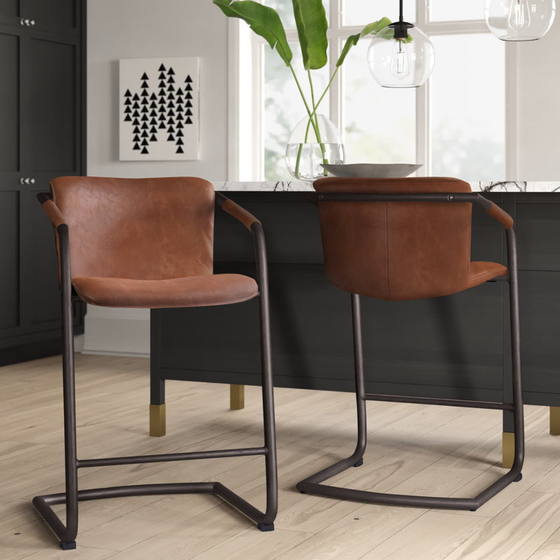 Nielsville Bar & Counter Stool, Antique Cigar Brown, Bar Stool (30" Seat Height), Gold