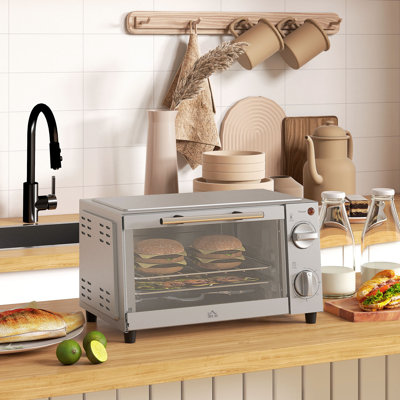 HOMCOM Mini Oven 9L Countertop Toaster Oven with Timer Control 750W