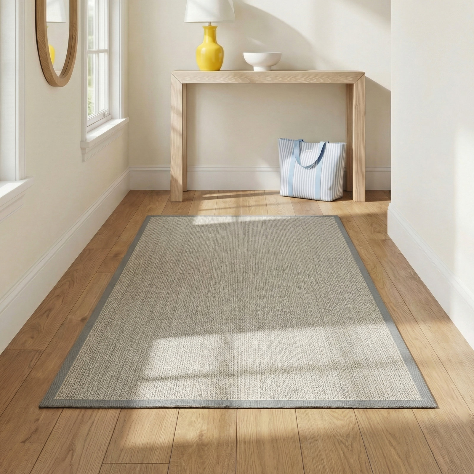Brown Gray Jute Rug, Rectangle 3' x 5'