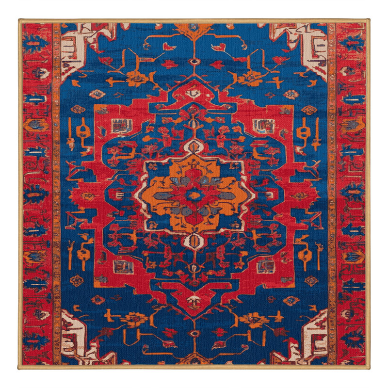 Machine Washable Tabriz Brown Area Rug, Square 5'