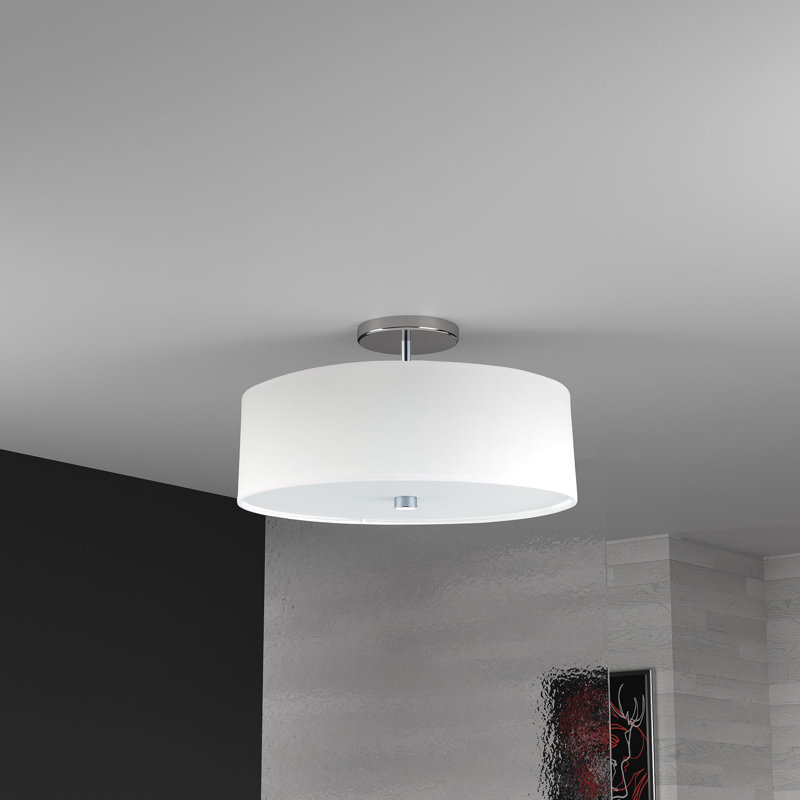 Akyiah Fabric Semi Flush Mount, White