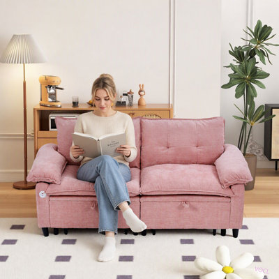 Canapé-lit convertible en velours de 185 cm avec matelas dépliable