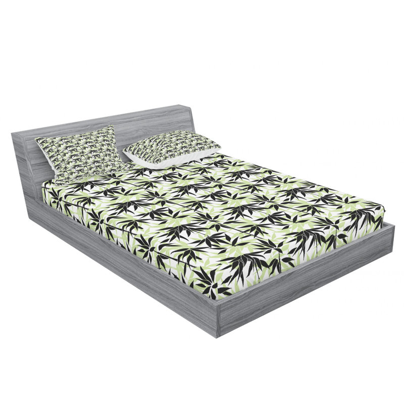 Microfiber Floral Sheet Set, Queen Sheet Set with Fitted Sheet