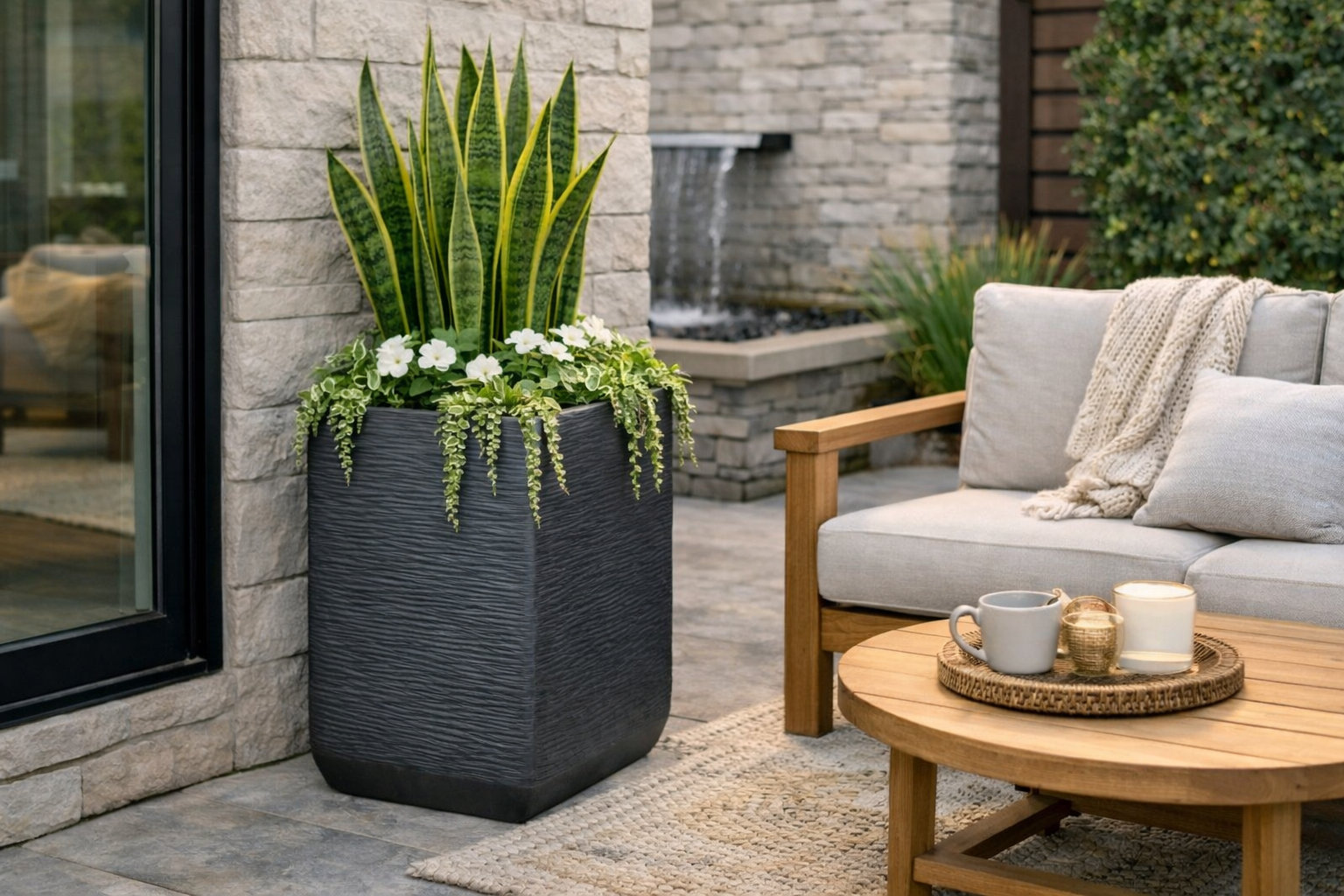 30" Pot Planter, Gray, 26" H x 17" W x 17" D
