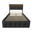 EU Sizes Ottoman Storage Bed with LED Headboard, Upholstered Gas Lift Bed Frame with USB-C Charging & Storage Shelf, Black PU & Grey Linen, 90/140/160x200cm-1032891509-1032891506