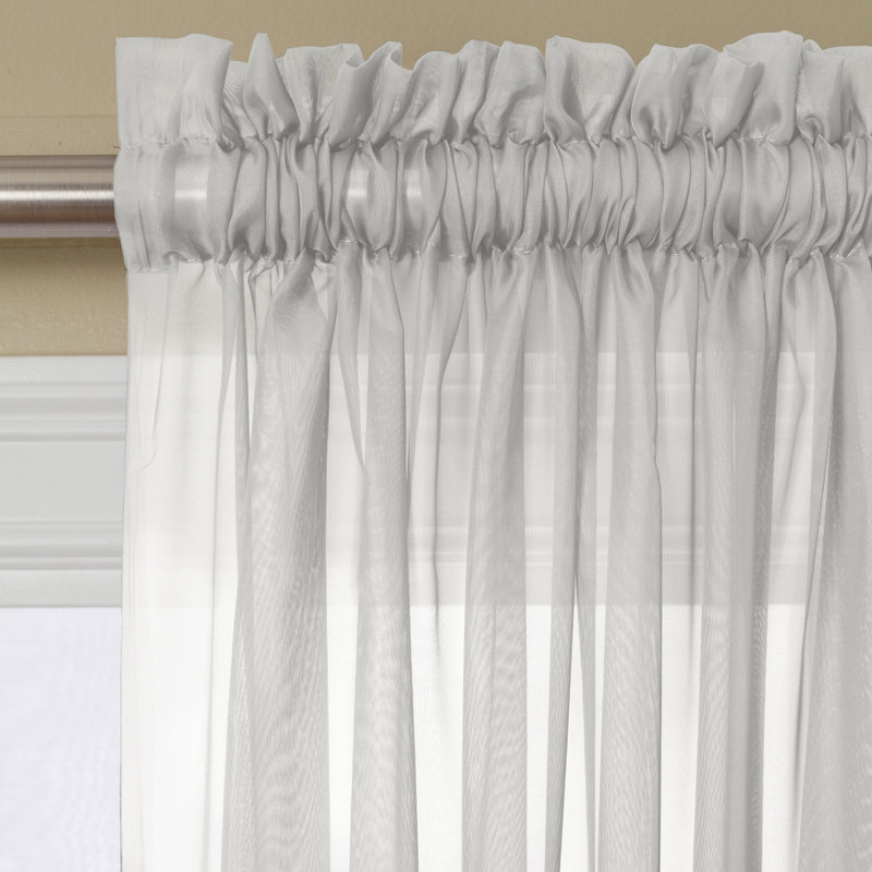 Penzance 100% Polyester Semi-Sheer  Volie Solid Curtain Panel with Rod Pocket Top, White, 54" W x 84" L