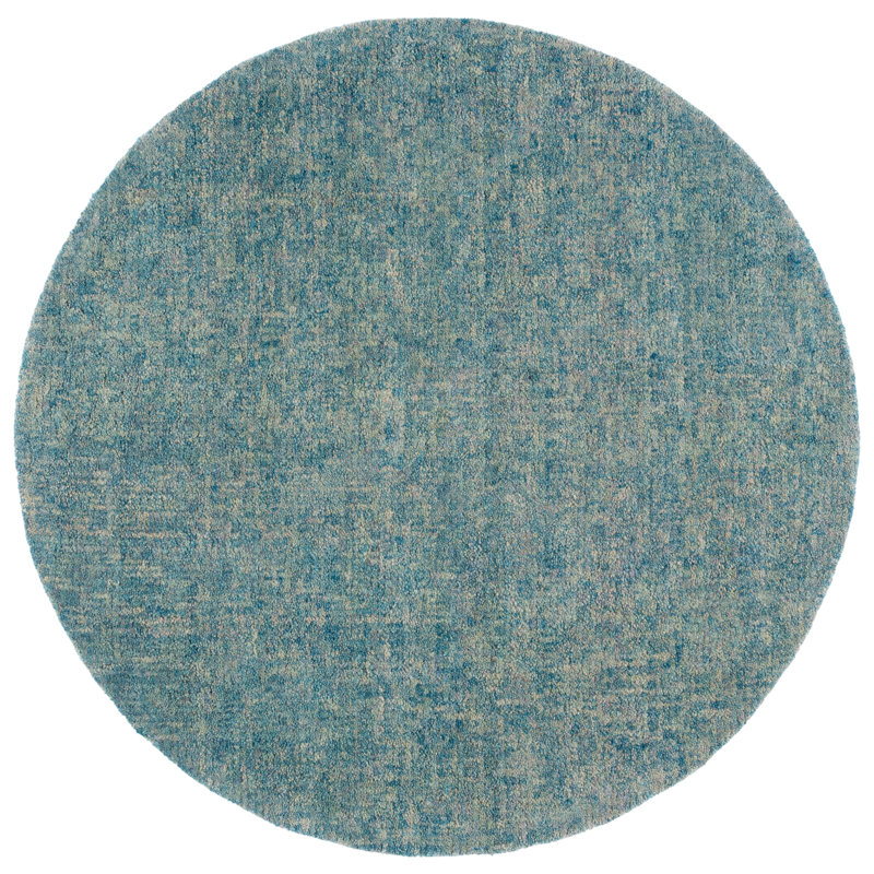 Lashica 101 Hand Tufted Imported Handspun Wool/Cotton No Pattern Indoor Use Only Rug in Light Blue/Beige, Round 6'