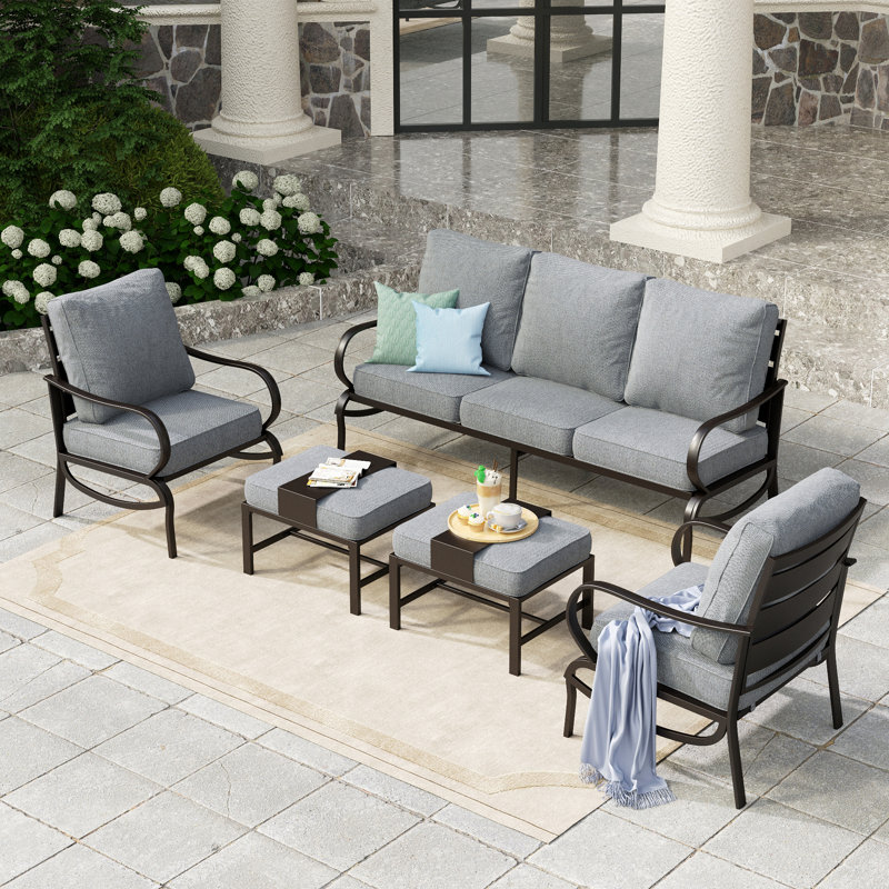Tapasi Outdoor Patio Conversation Furniture Set, Gray, No