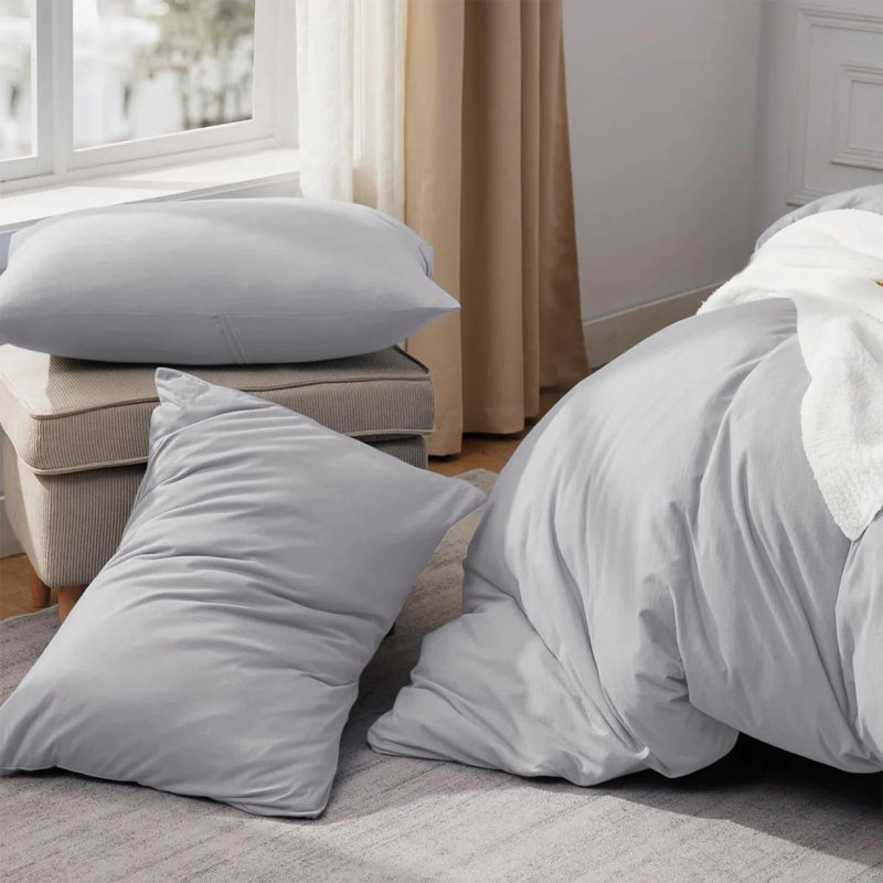 Luxury Microfiber Duvet Cover Set – Soft, Wrinkle-Free, Hotel-Quality Bedding With Pillowcases, Silver