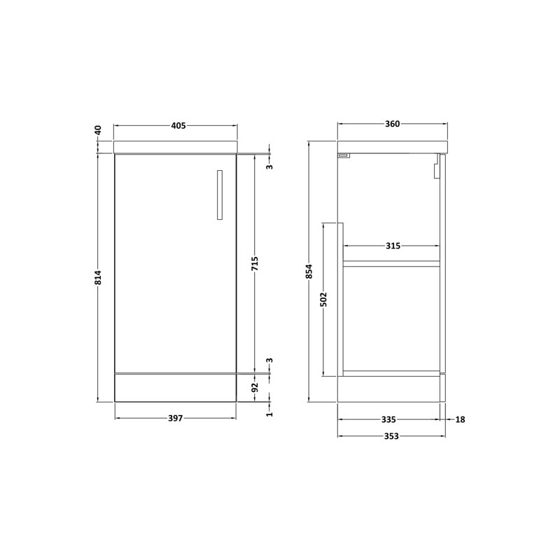 405mm Single Bathroom Vanity with Integrated Solid Surface Basin