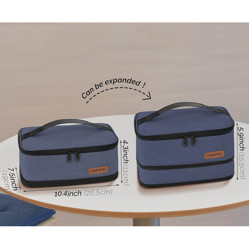 Expandable Lunch Bag With Handle, Blue