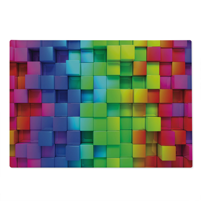Ambesonne Geometric Cutting Board Large Rainbow Color Multicolor