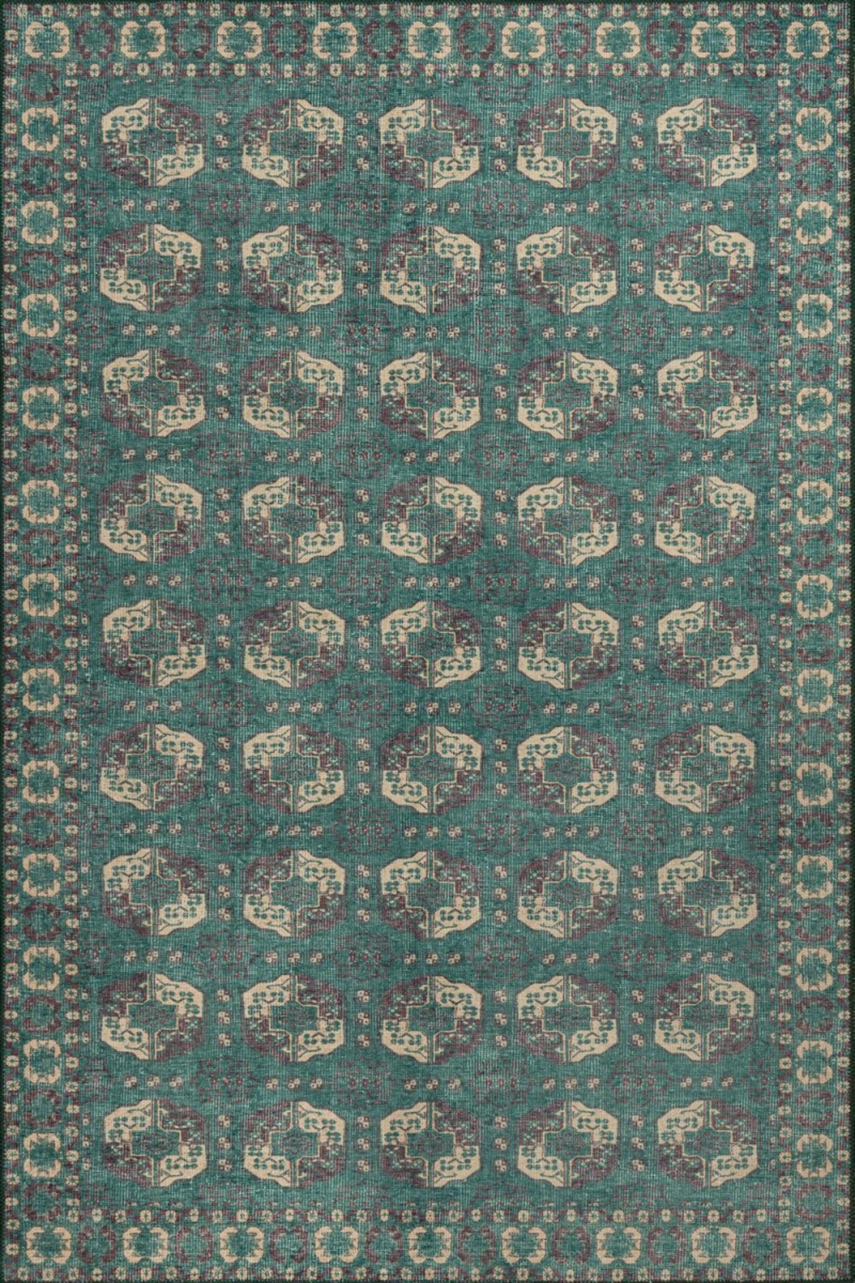 Bungalow Rose Lucien Green Cream Vintage Textured Traditional Patterned ...