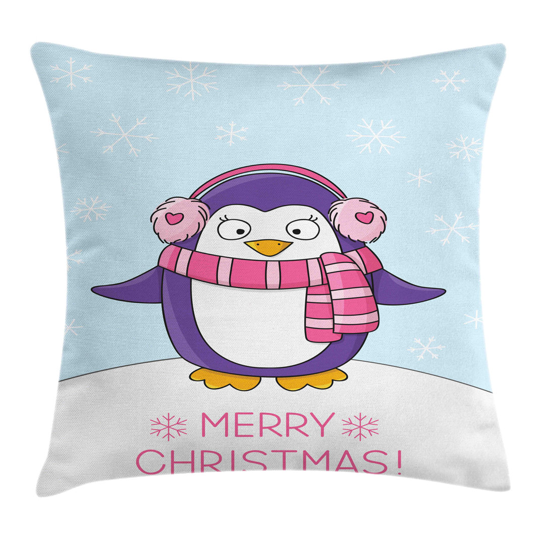 Kissenbezug, Pinguin Schal Earmuffs, Weihnachten, Blau Violett und Baby Blue