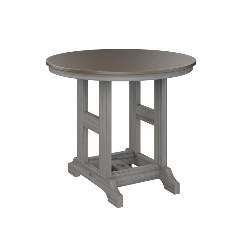 Table de bar ronde berlinoise 38 po Berlin, Bois flottant gris, H 39,5 po x l 38 po x P 38 po, Bronze martelé