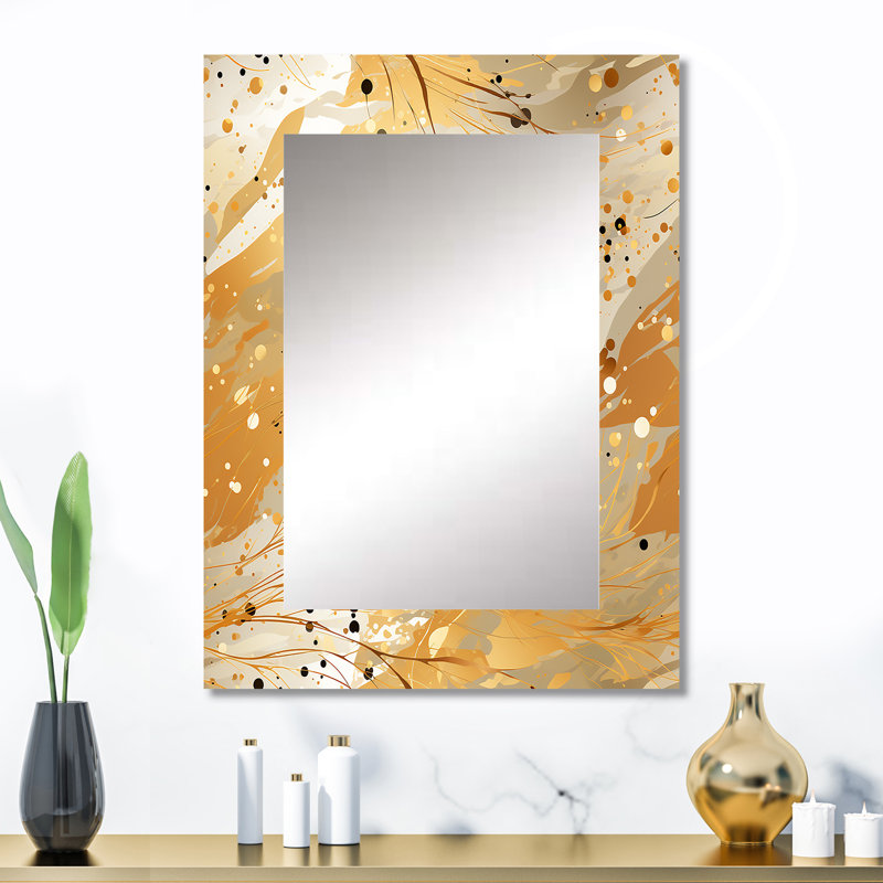 Antawan Golden Marble Radiance - marble  Wall Mirror, Abstract Decorative Mirror, Printed Metal Art, 32" x 24"