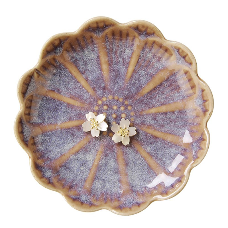 Porte-anneau en céramique de lotus, plateau à bibelot, porte-bijoux, boucles d'oreilles, plat décoratif pour coiffeuse, salle de bain