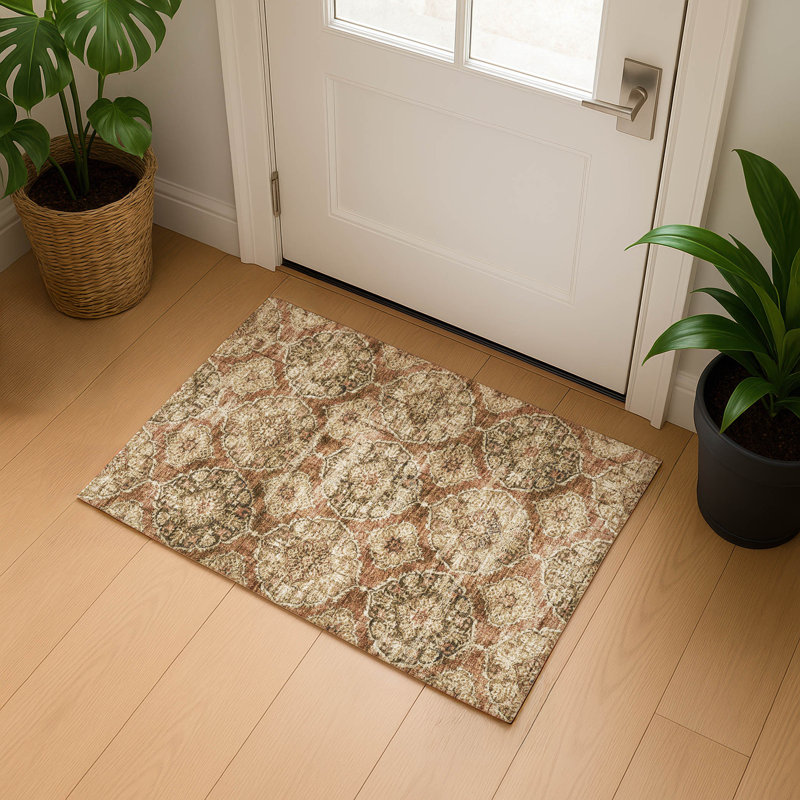 Premium Machine Washable Mayfield AMF2196 panel Rug, 1'8" x 2'6", Paprika