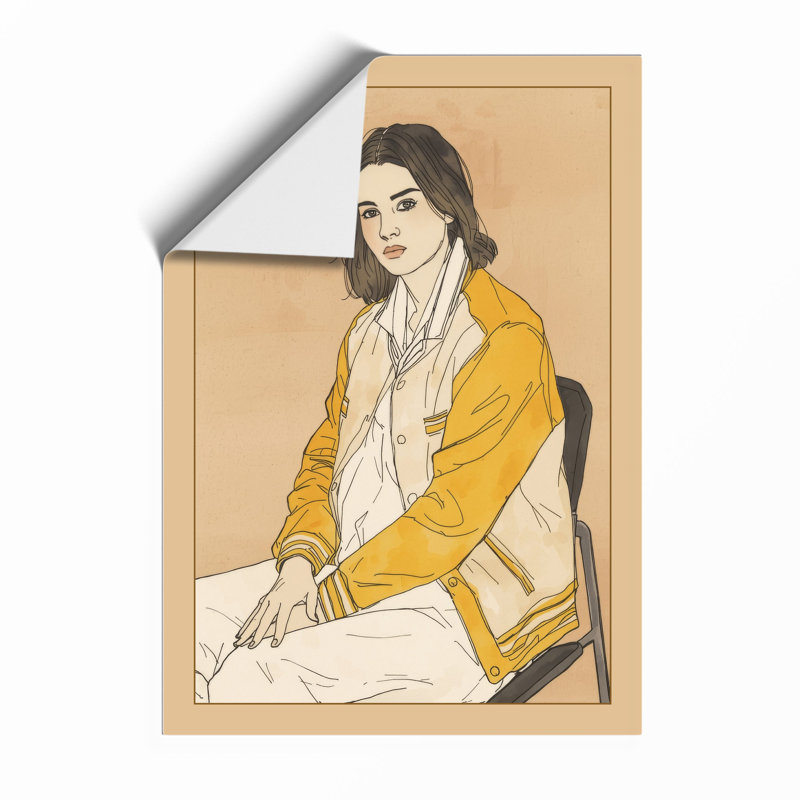 Woman in Mustard Modern - Framed Print, Unframed, A1 - 84.1 x 59.4 cm