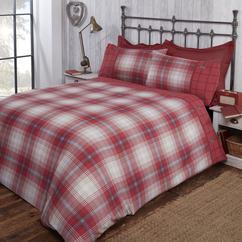 Ceasar Chequered Duvet Cover Set with Pillowcases, King Duvet Cover + 2 Standard Pillowcases