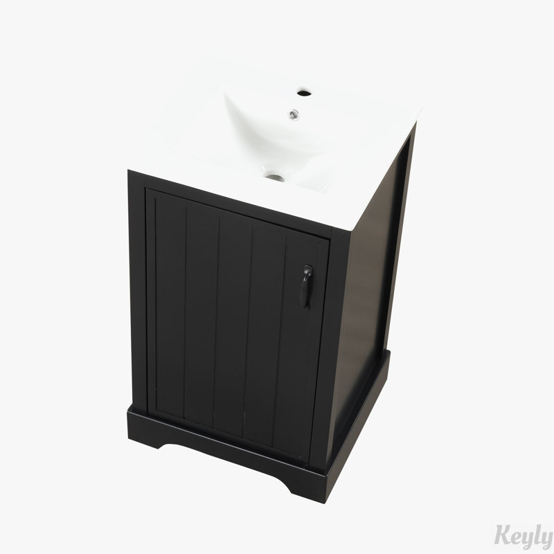 Meuble-lavabo de 20 po avec lavabo, Noir, noir, noir, noir