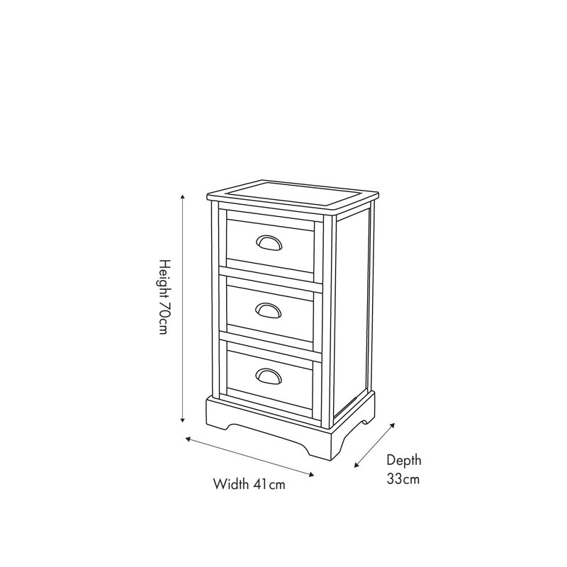 41 cm W Chest of 3 Drawers, Olive Green/Black