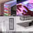 Vanity Mirror With Bluetooth Player 32'' x 24'' RGB Lights Premium Crystal Cosmetic Tabletop White