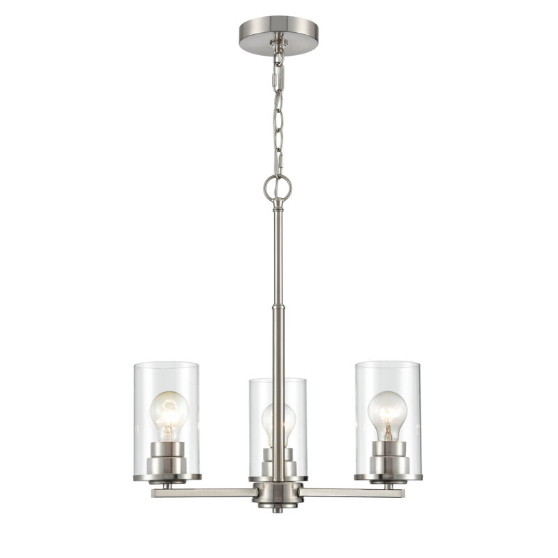 Lustre traditionnel unique à 3 lumières Verlana, Nickel brossé