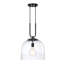 Luminaire suspendu noir mat à 1 lumière avec abat-jour en verre glacé Eagan