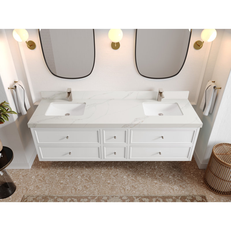 Meuble-lavabo double 72 po Roswell, Sienne Calacatta